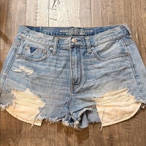 American Eagle Outfitters Light Blue Distressed Jean Shorts